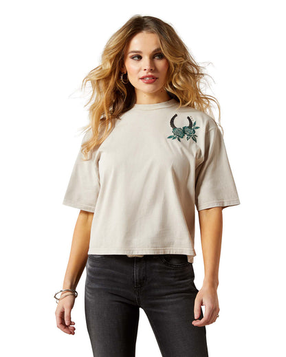Women's Ariat Lucky T-Shirt - 10065976 by Ariat from Skip’s Western Outfitters | ARI-10065976-LG-WASHED-BEIGE