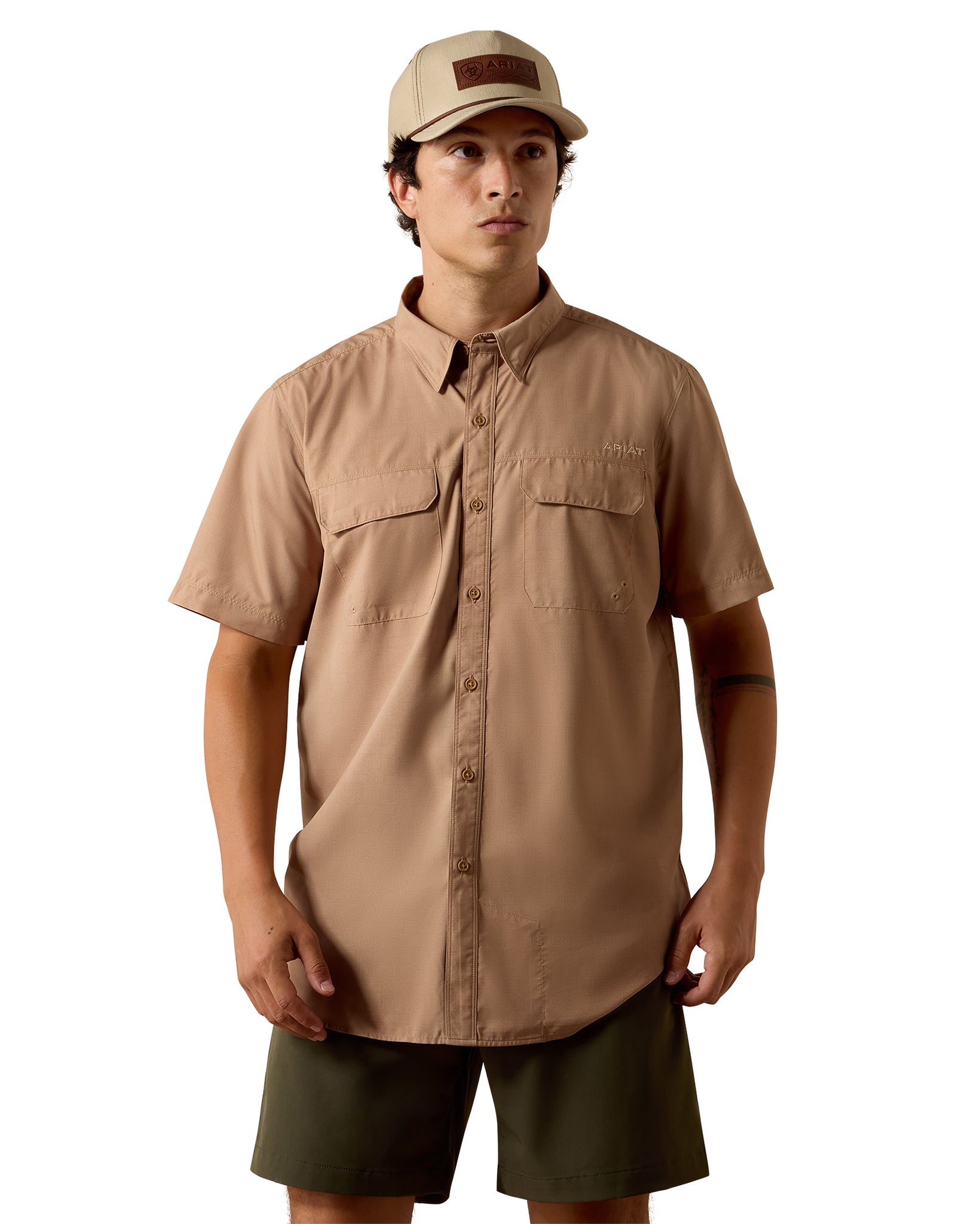 Men's Printed Venttek Outbound Fitted Shirt - 10073427 by Ariat from Skip’s Western Outfitters | ARI-10073427-SML-CARTOUCHE