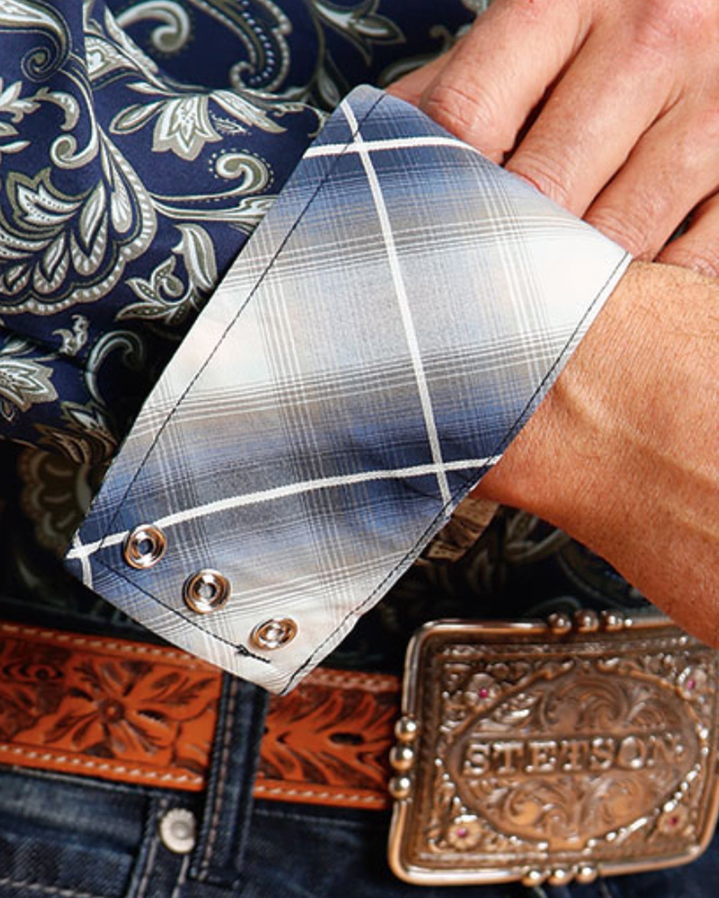 Men's Detailed Paisley Print On Cotton Poplin Western Shirt - 11-001-0425-0176 Bu