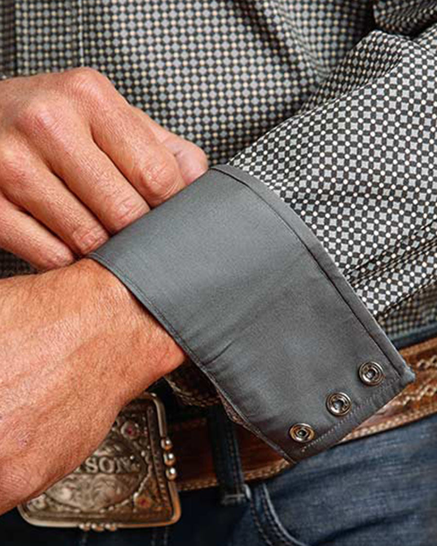 Men's 2 Pocket Western Snap Shirt - 11-001-0425-1051 Gy