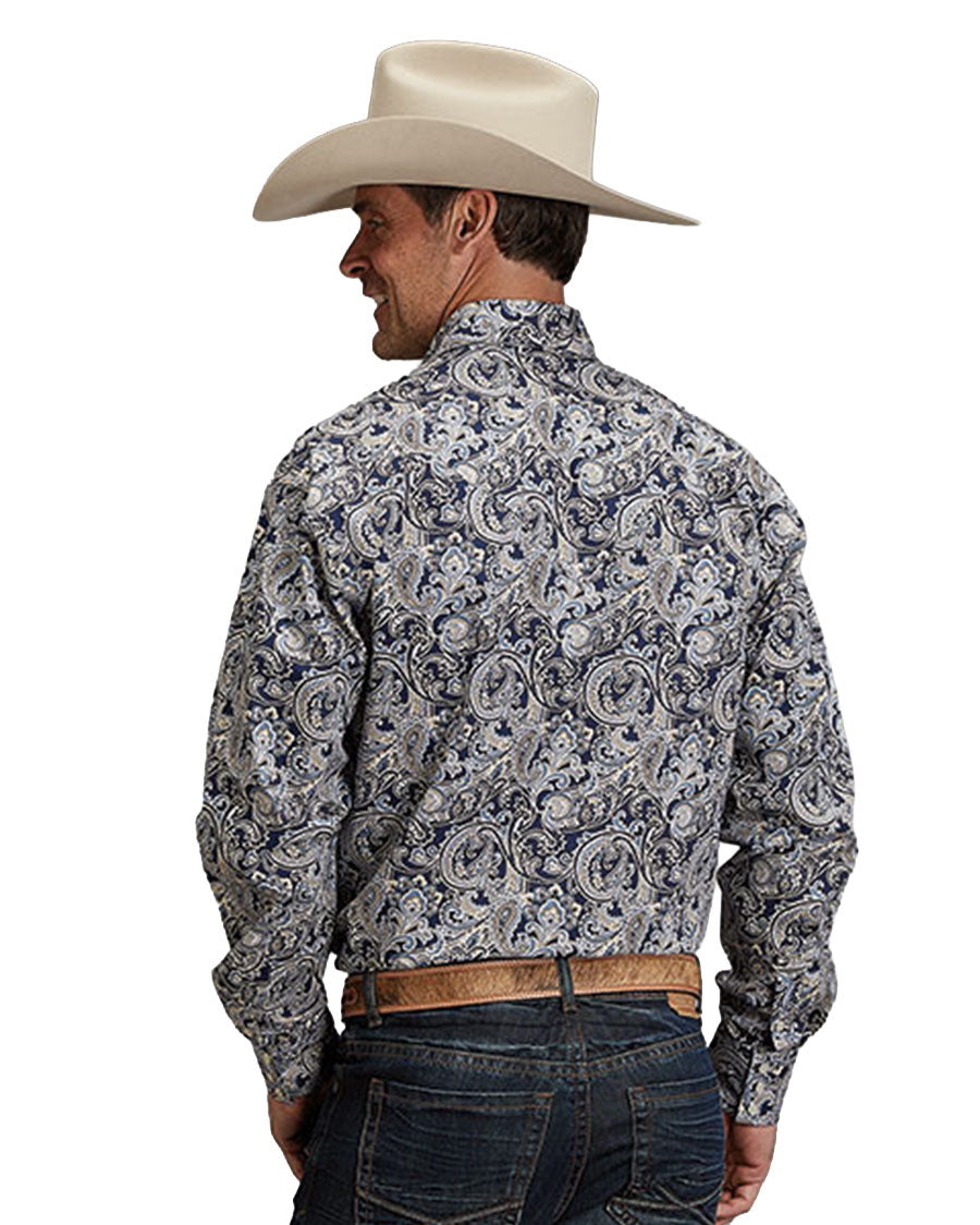 Men's Greenspring Paisley Long Sleeve Western Shirt - 11-001-0425-2051 BU
