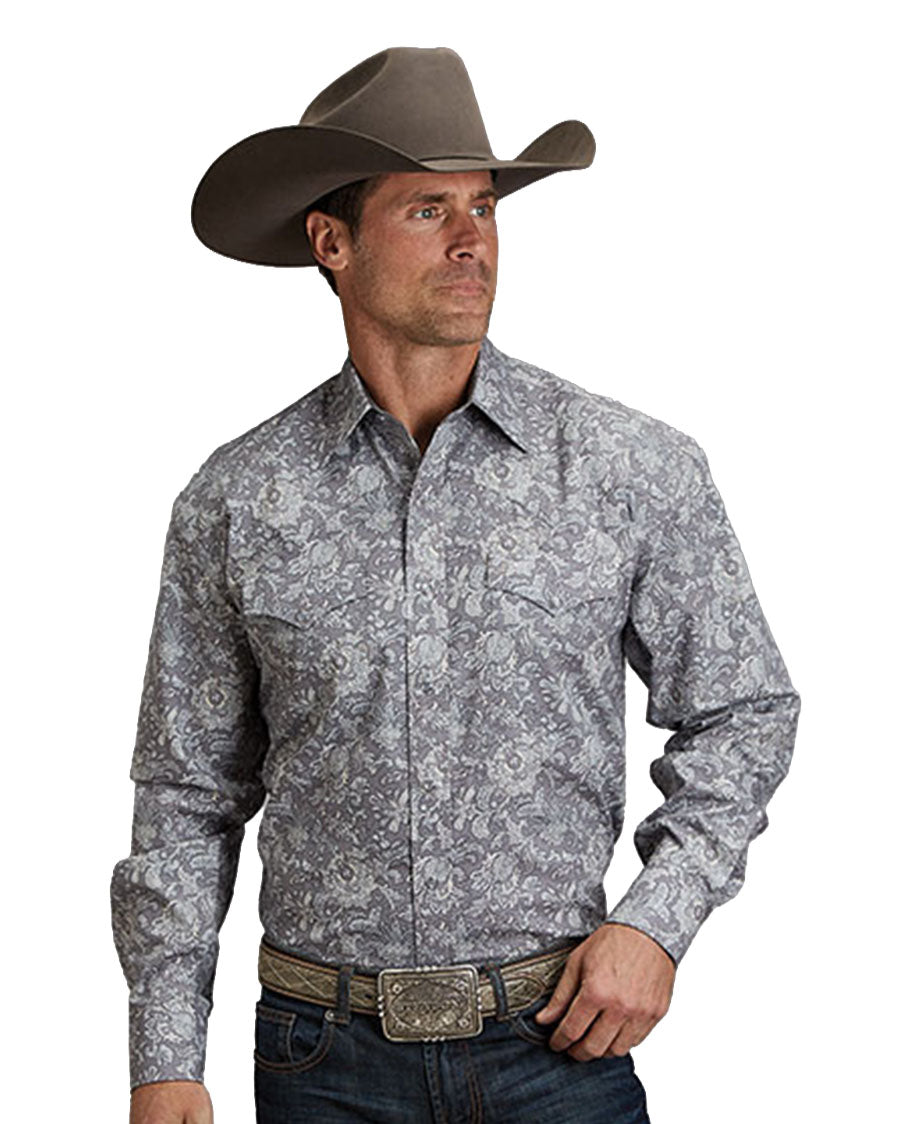 Men's Silver Spring Paisley Long Sleeve Western Shirt - 11-001-0425-2056 GY