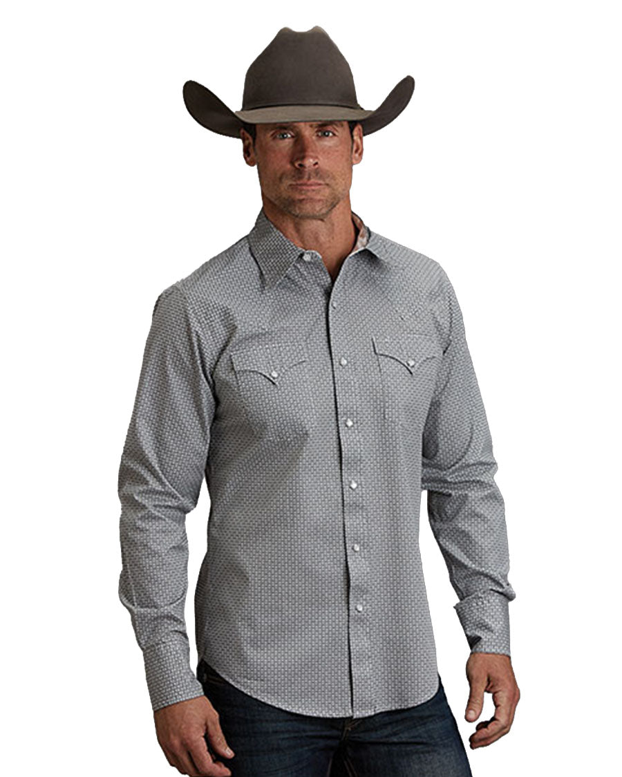 Men's Original Rugged Western Snap Shirt- 11-001-0425-2058 Gy