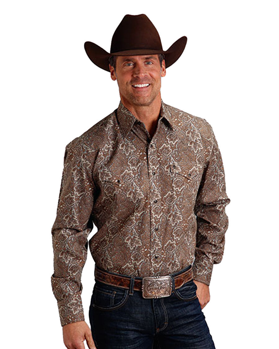 Men's 2 Pocket Western Snap Shirt - 11-001-0425-6005 Br