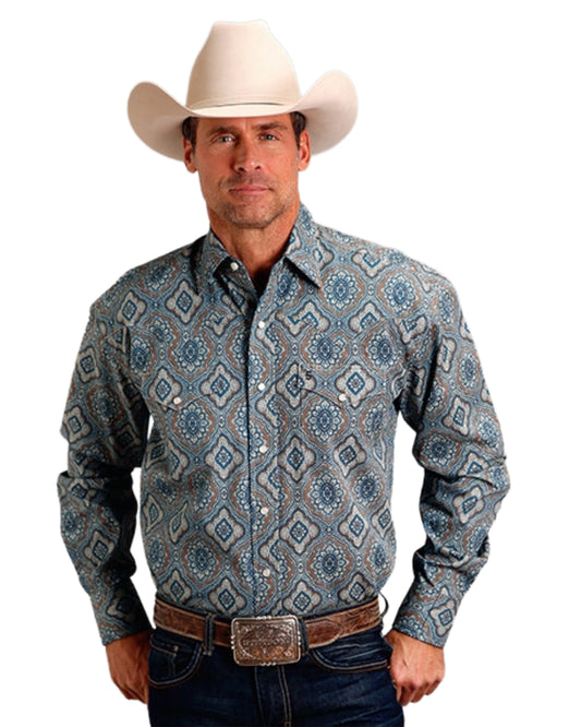 Men's Sierra Paisley Print On Cotton Poplin Western Shirt - 11-001-0425-6006 Bu