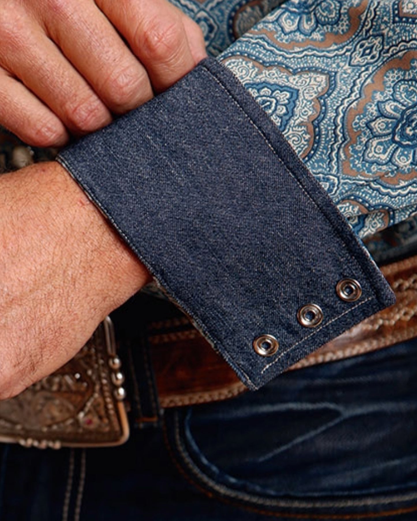 Men's Sierra Paisley Print On Cotton Poplin Western Shirt - 11-001-0425-6006 Bu