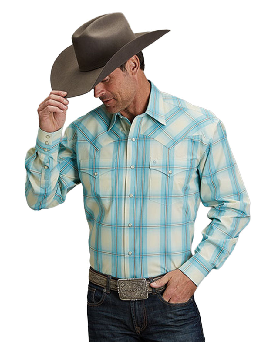 Men's Aqua Ombre Long Sleeve Western Shirt - 11-001-0478-2043 BU