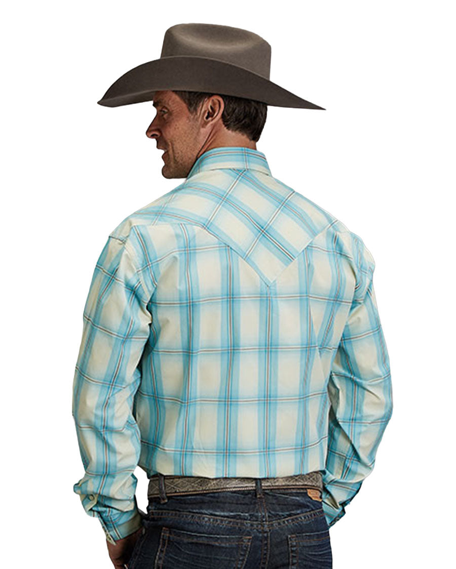Men's Aqua Ombre Long Sleeve Western Shirt - 11-001-0478-2043 BU