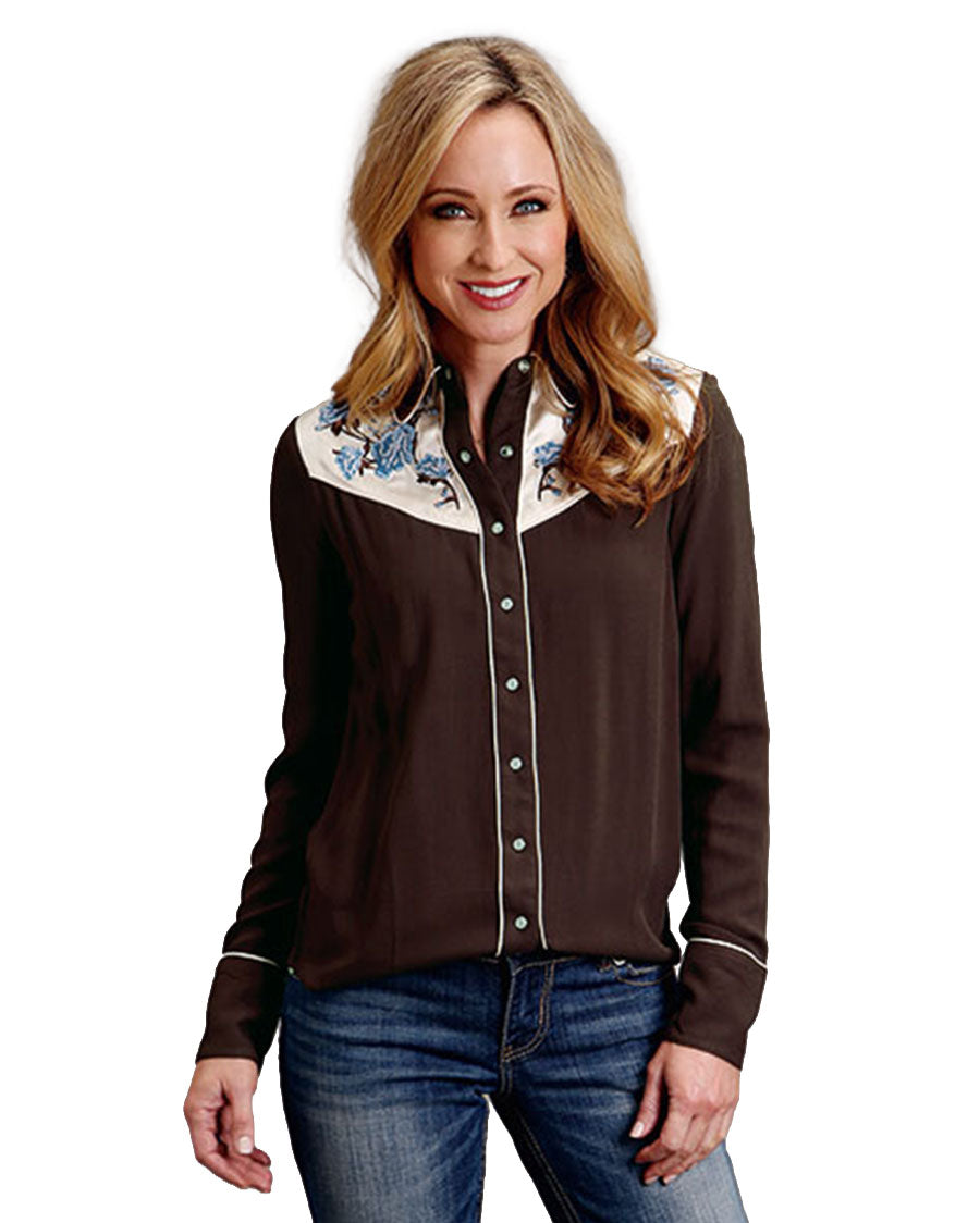 1911 Solid Rayon Western Blouse - 11-050-0565-0129 Br