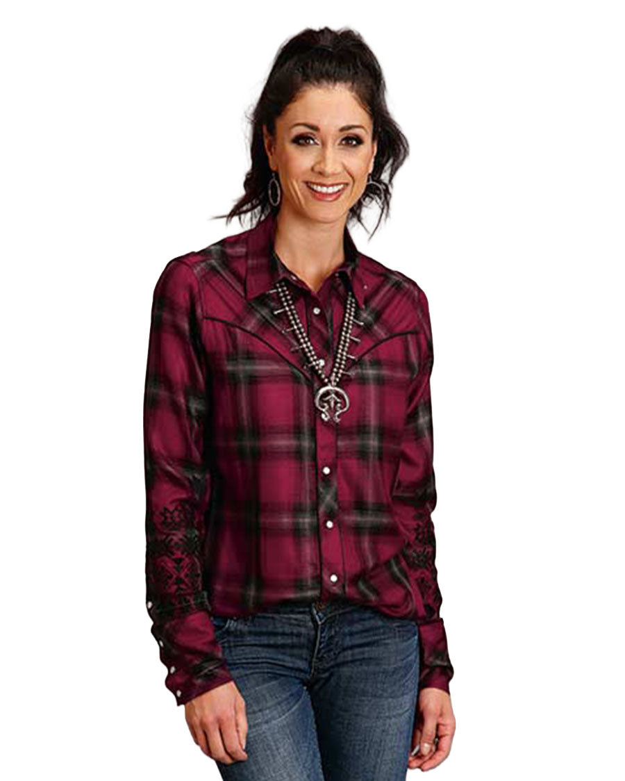 Women's Western Brushed Plaid Blouse - 11-050-0565-6072 WI