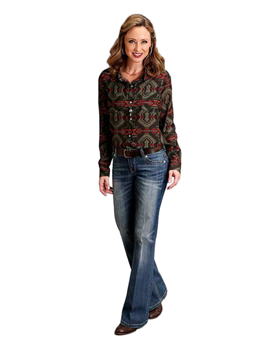 Aztec Snap Front Collared Blouse - 11-050-0590-6070 Br