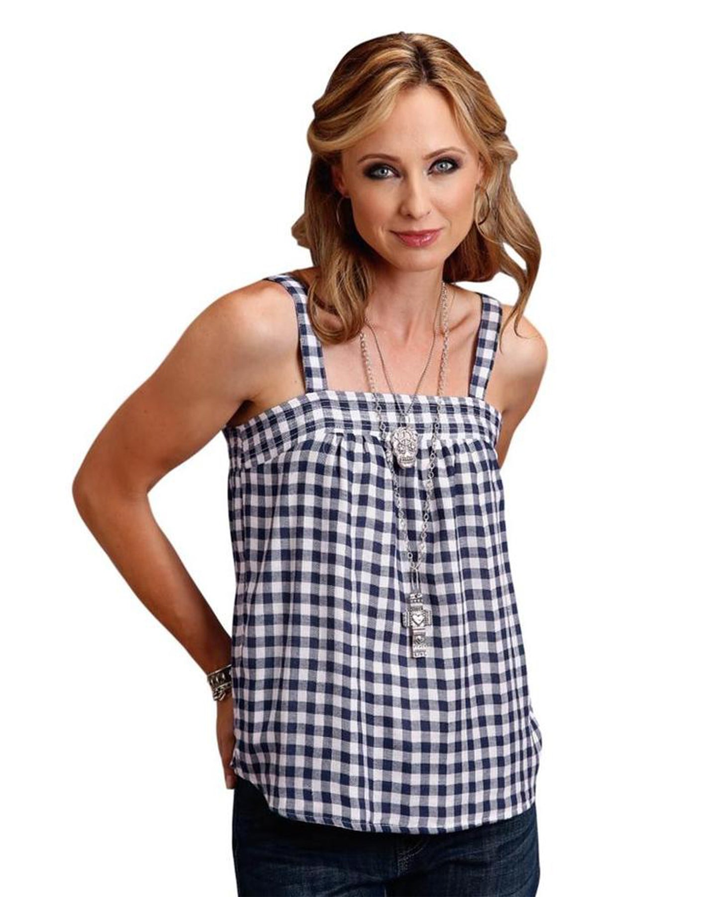 Women's Gingham Cami Top - 11-052-0597-5052 Bu by Stetson from Skip’s Western Outfitters | KAR-11-052-0597-5052-BU-XS-BLUE