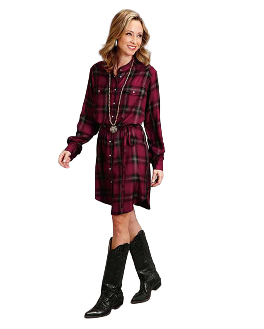 Harvest Plaid Tie Shirt Dress - 11-057-0597-6072 WI