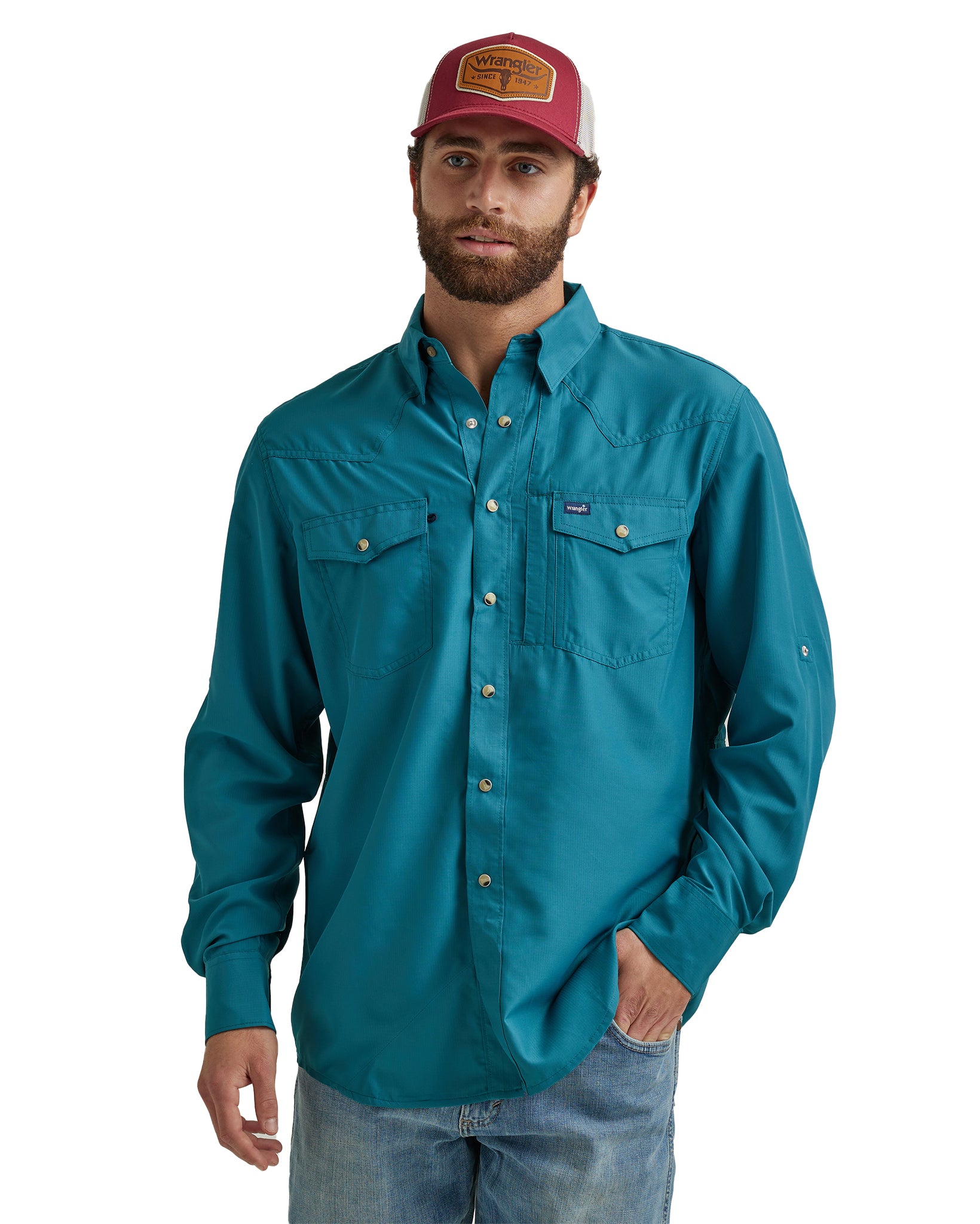 Men's Performance Long Sleeve Shirt by Wrangler from Skip’s Western Outfitters | WRA-112326173-S-REG