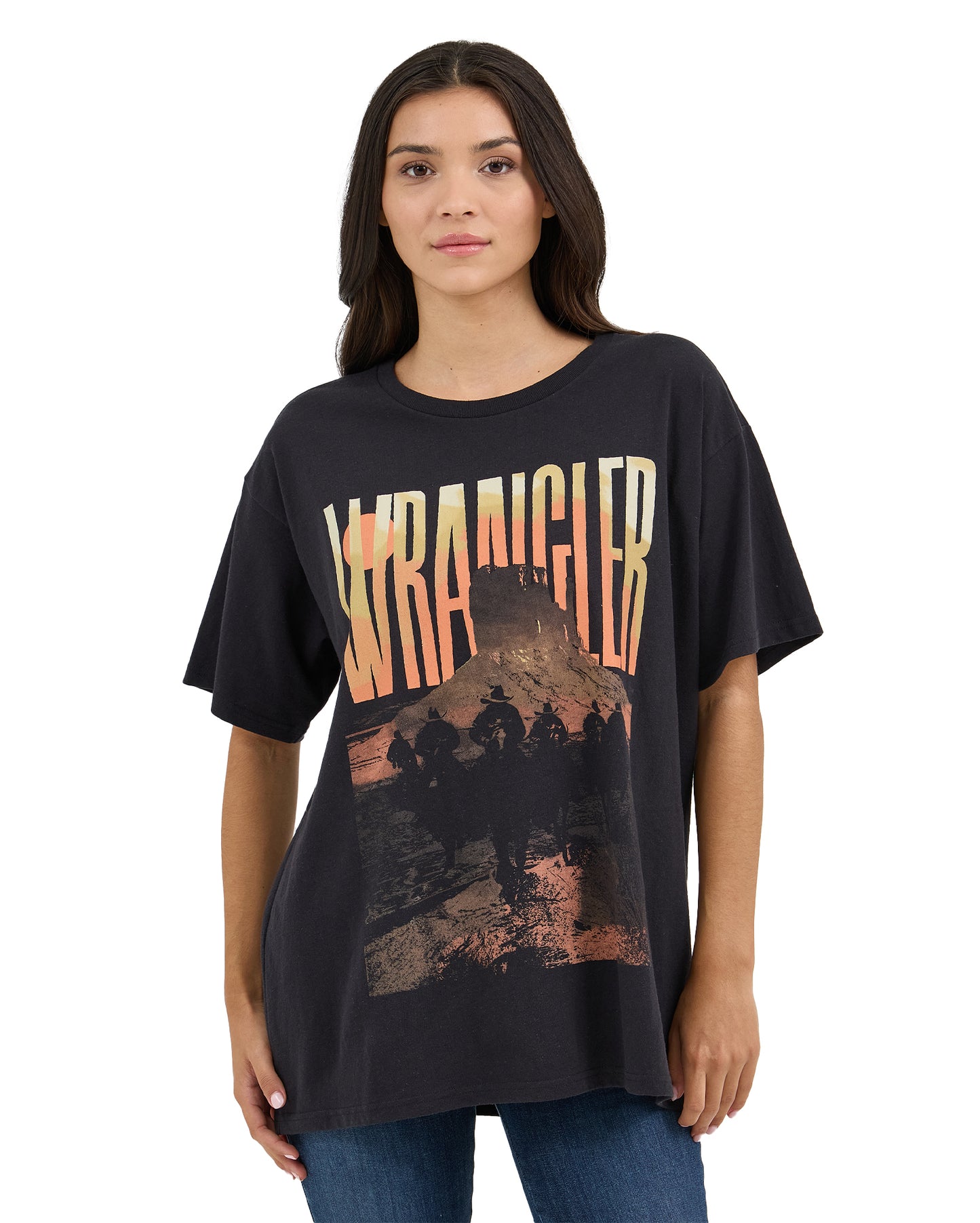 Women's Western Graphic Oversized T-Shirt by Wrangler from Skip’s Western Outfitters | WRA-112361883-XS-BLACK