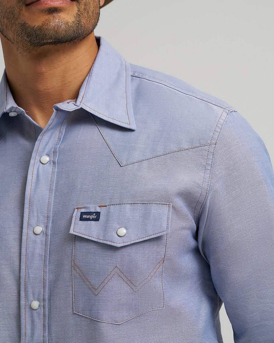 Mens Cowboy Cut Western Snap Chambray Work Shirt - 1070130Mw - 112370330