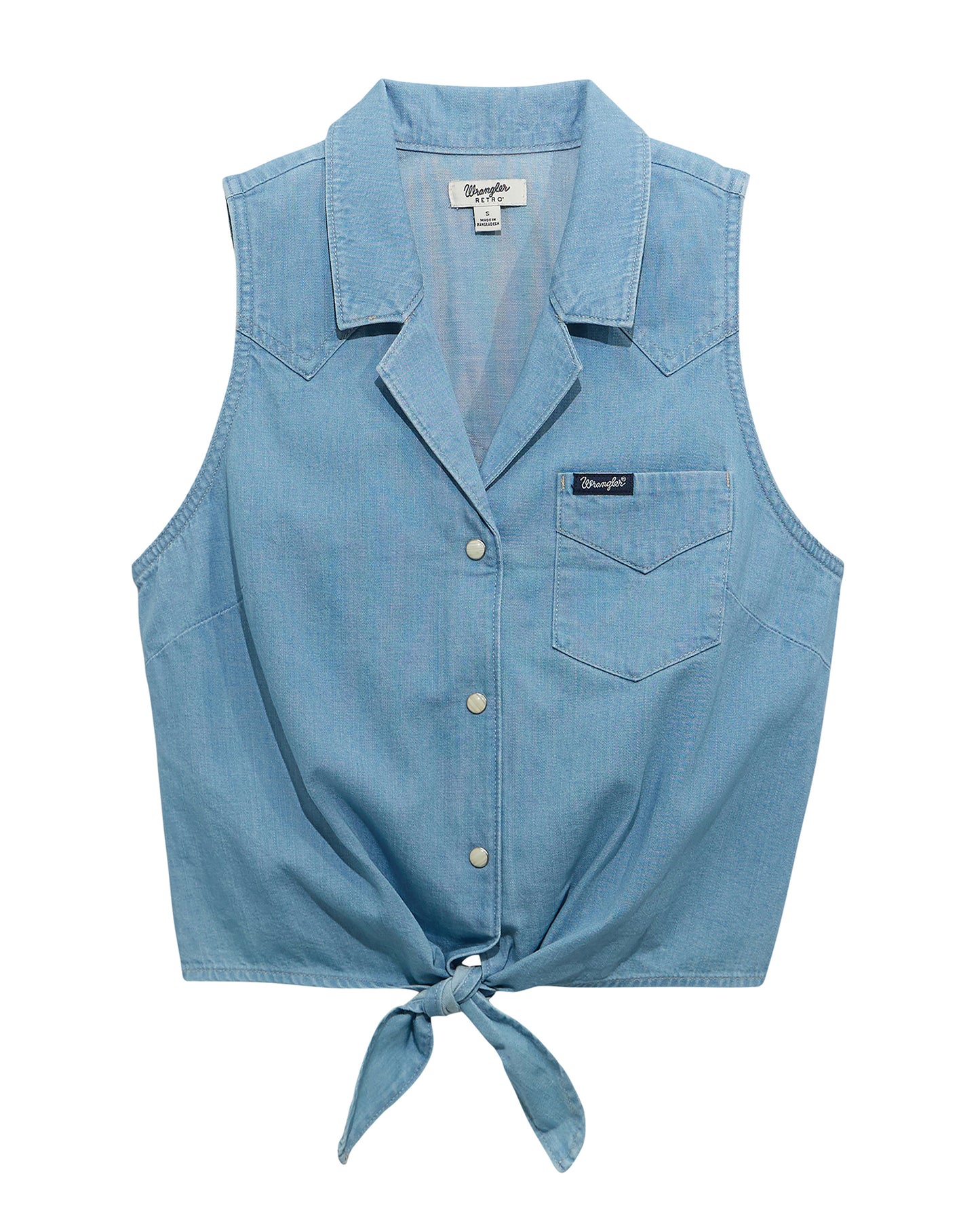 Women's Wrangler Denim Sleeveless Tie Front Shirt - 112375189