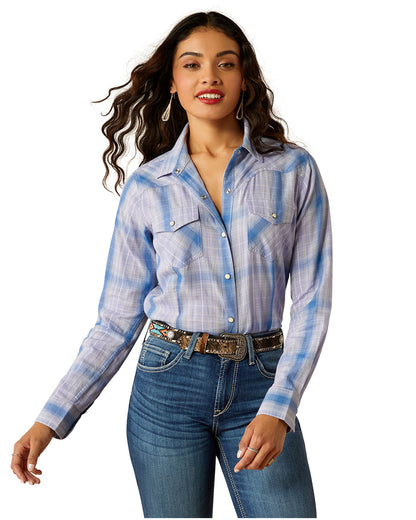 Women's Mystic Shirt by Ariat from Skip’s Western Outfitters | ARI-10054778-XS-SWEET-LAVENDER-PLAID