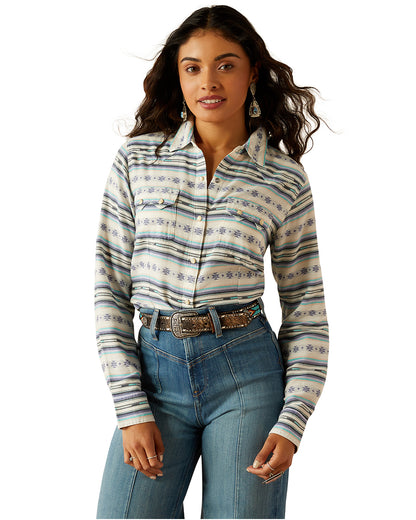 Women's Seaside Shirt by Ariat from Skip’s Western Outfitters | ARI-10054779-XS-GEO-STREAM-SERAPE-JACQUARD