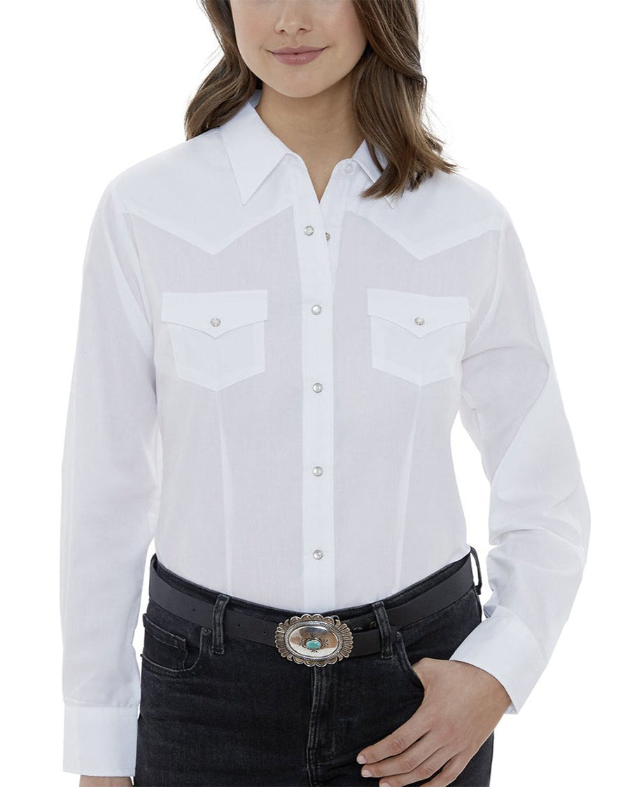 Women's Long Sleeve Solid Western Snap Shirt