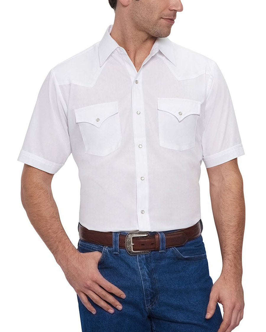 Men's Short Sleeve Solid Western Snap Shirt
