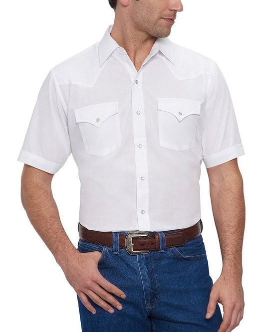 Men's Short Sleeve Solid Western Snap Shirt