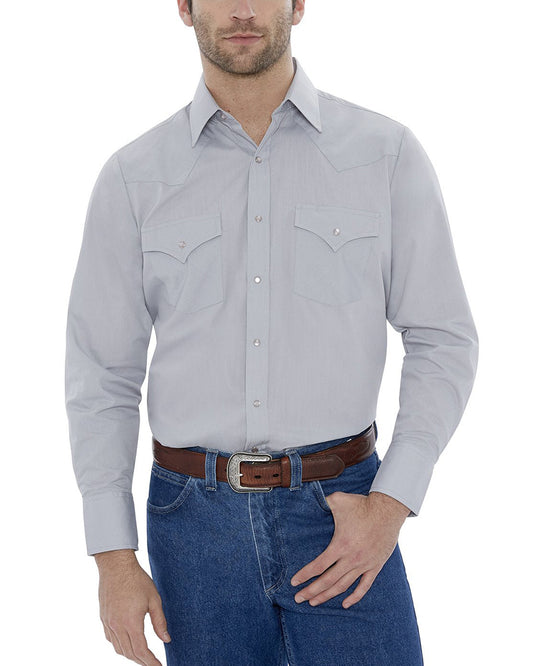 Men's Long Sleeve Solid Western Snap Shirt