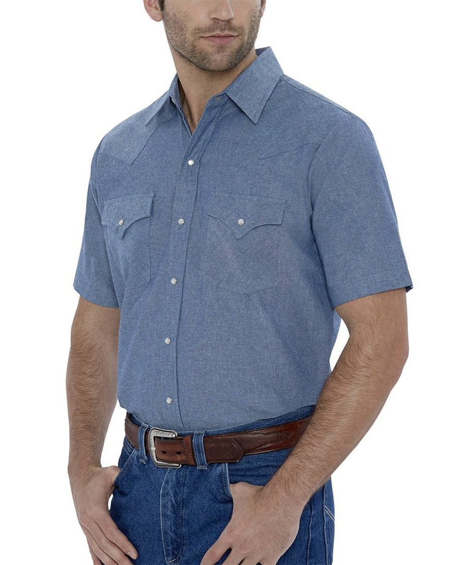 Men's Short Sleeve Chambray Snap Shirt