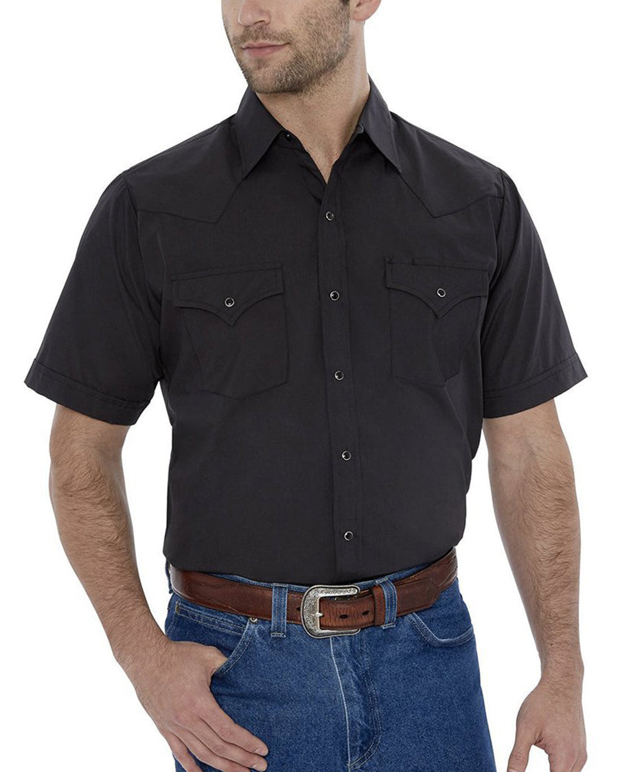 Men's Short Sleeve Solid Western Snap Shirt