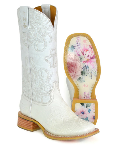 Women's White Wedding Western Boots - 14-021-0007-1513 Wh by Tin Haul from Skip’s Western Outfitters | KAR-14-021-0007-1513 WH-060-M