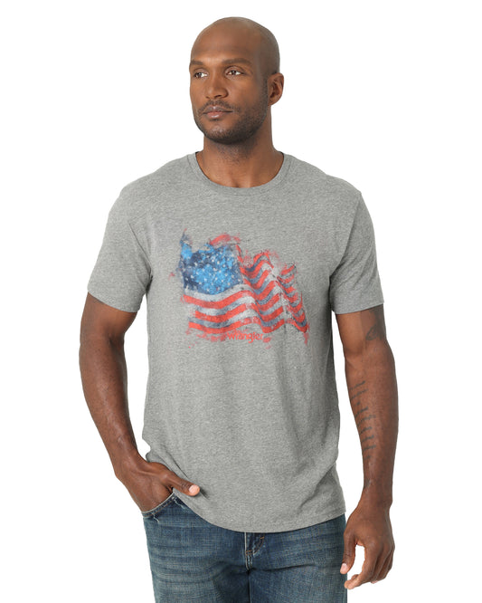 Men's Graphic Flag Short Sleeve T-Shirt by Wrangler from Skip’s Western Outfitters | WRA-112318439-S-GREY