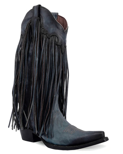 Corral L6074 Women's Handcrafted Snip Toe Cowgirl Boots in Blue at Skip's Western Outfitters