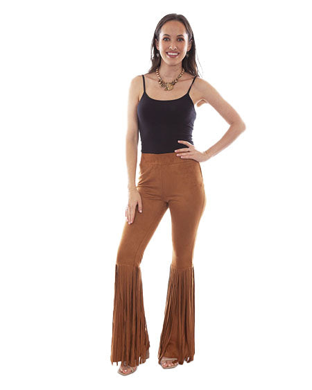 Women's Fringe Bell Bottom Pants by Scully from Skip’s Western Outfitters | SCU-HC771-BRN-S-BROWN
