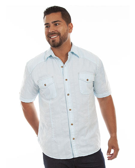Men's Beachwood Shirt by Scully from Skip’s Western Outfitters | SCU-5205-VBL-S-VALLARTABLUE