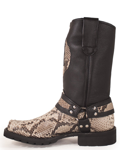 Men's Natural Python Motorcycle Boots
