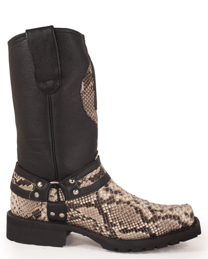 Men's Natural Python Motorcycle Boots
