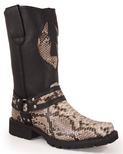 Men's Natural Python Motorcycle Boots by Los Altos from Skip’s Western Outfitters | LOS-55T5749-090-EE
