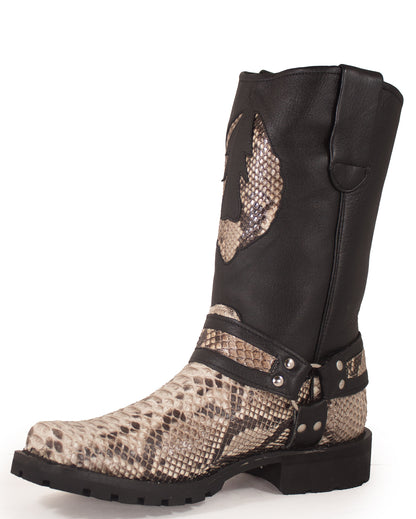 Men's Natural Python Motorcycle Boots