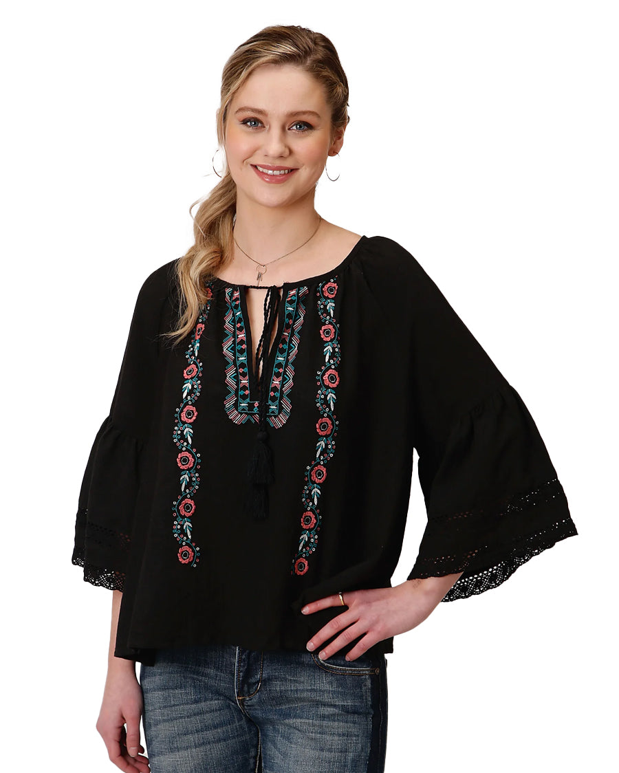Women's Cotten Blend Blouse by Roper from Skip’s Western Outfitters | KAR-03-050-0565-0191-BL-XS-