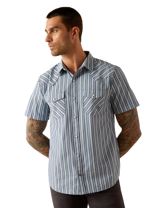 Men's Hyder Retro Fit Shirt by Ariat from Skip’s Western Outfitters | ARI-10054700-XS-BLUE