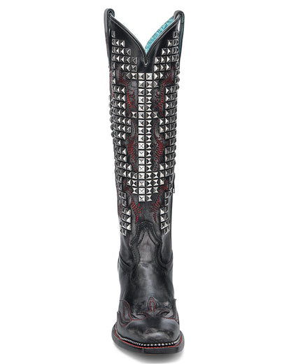 Women's Embroidery & Studs Fashion Heel Western Boots - A4945