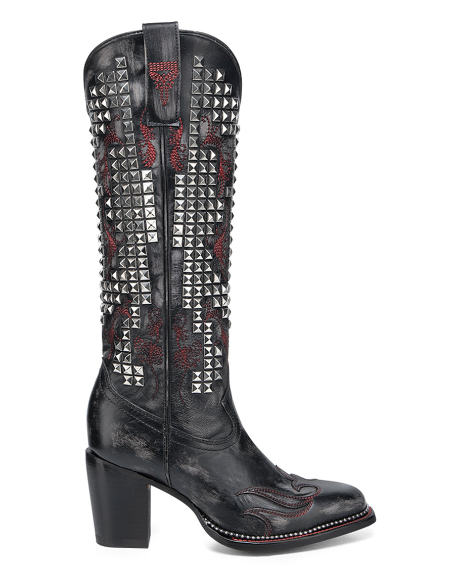 Women's Embroidery & Studs Fashion Heel Western Boots - A4945