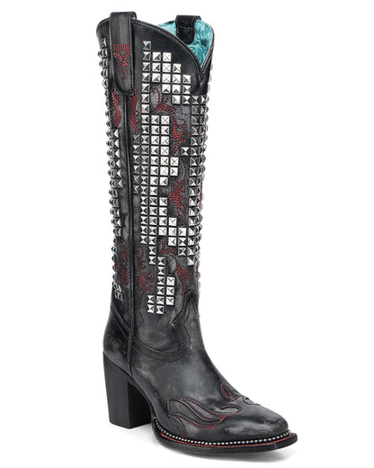Women's Embroidery & Studs Fashion Heel Western Boots - A4945 by Corral from Skip’s Western Outfitters | COR-A4945-050-M