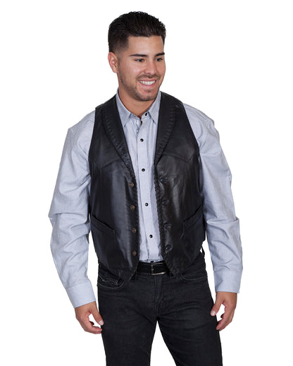 Men's Whip Stitch Lamb Vest by Scully from Skip’s Western Outfitters | SCU-206-11-S-BLACK
