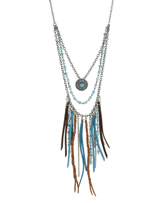 3 Layer Beaded & Suede Necklace