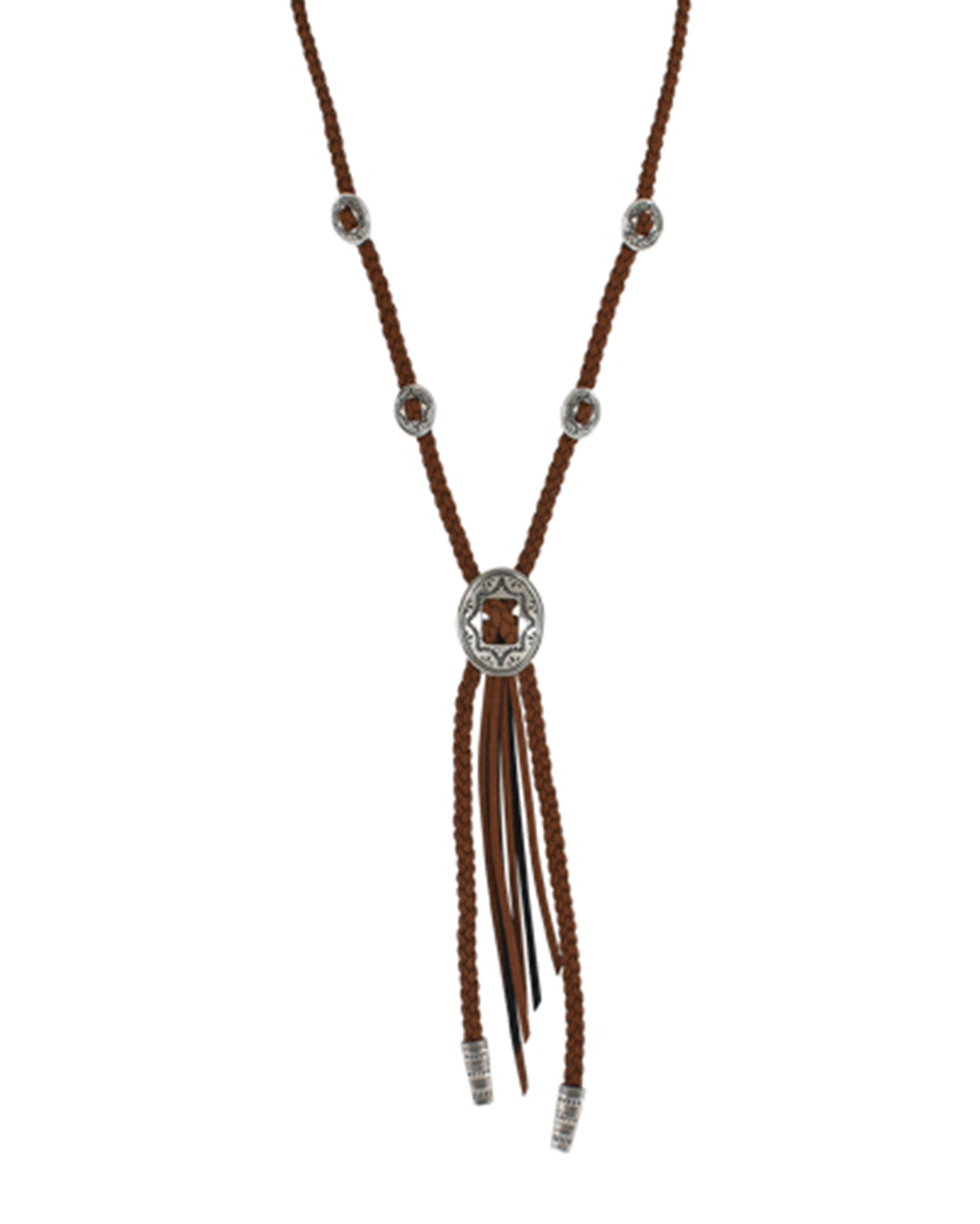 Braided Suede With Conchos Necklace
