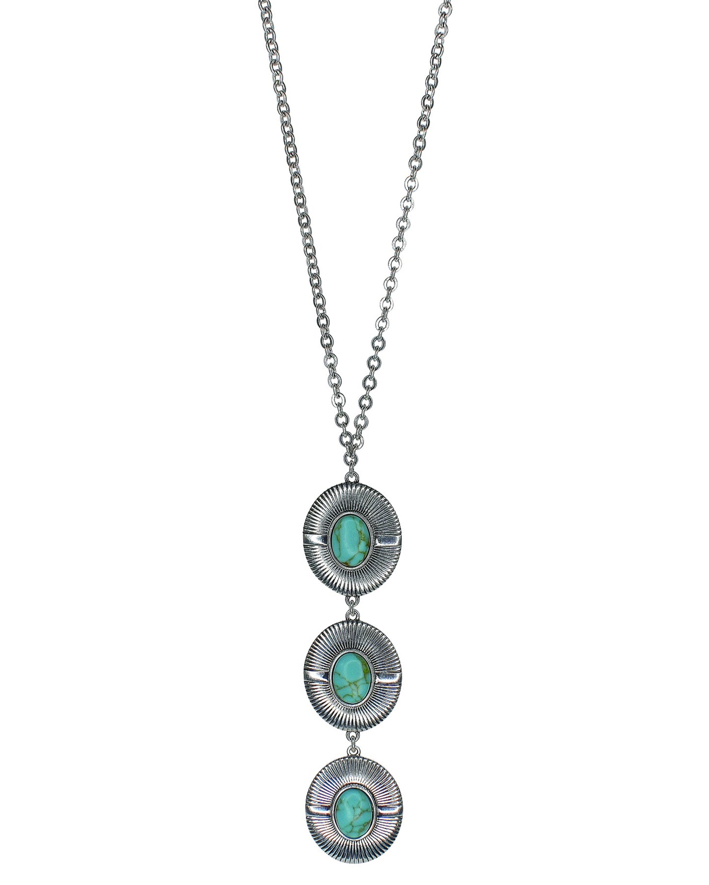 Sunburst Triple Drop Pendant Necklace