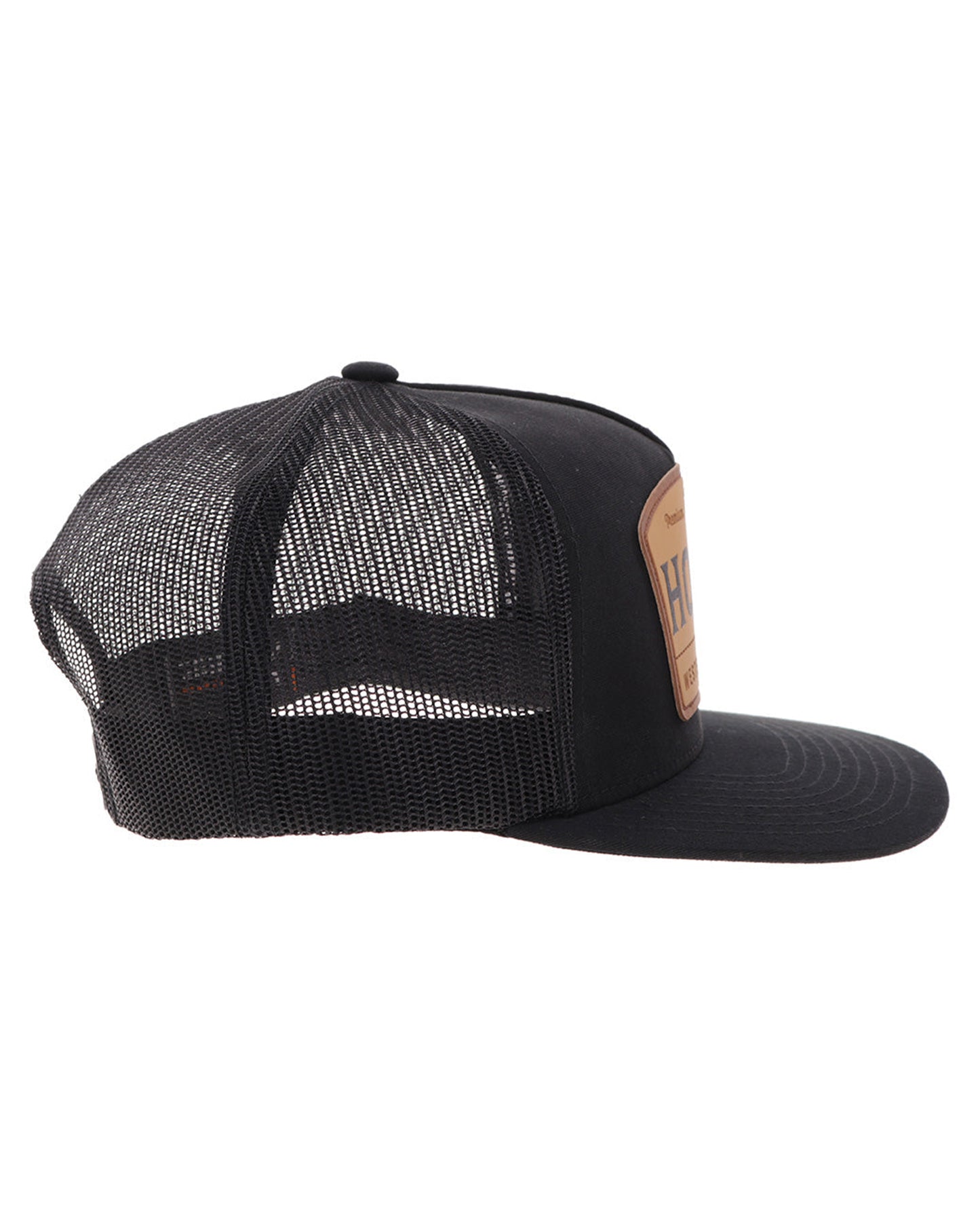 Trip Black 6-Panel Trucker With Tan / Brown Patch - 2508T-Bk
