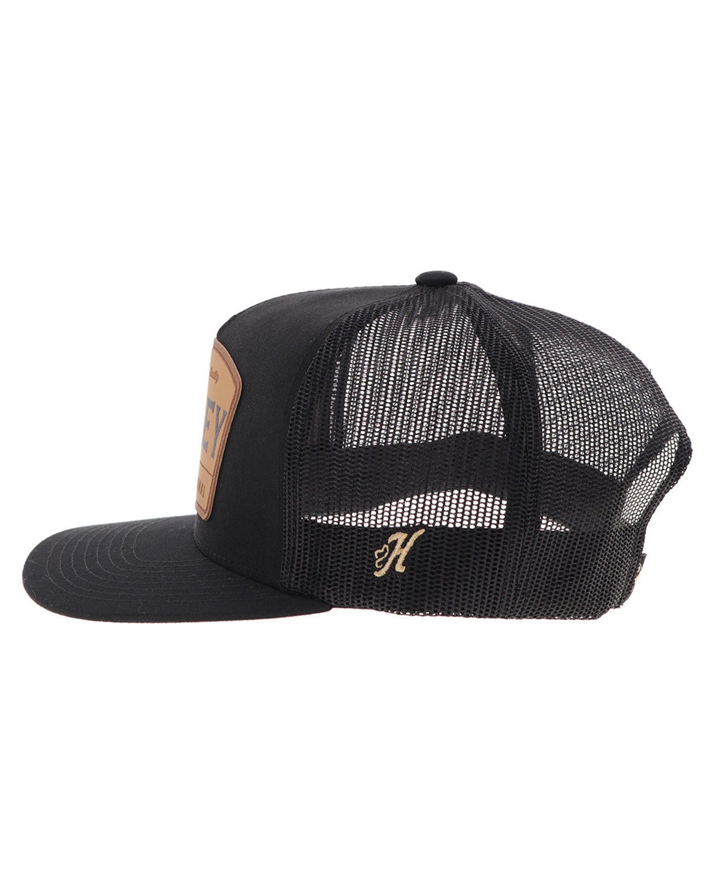 Trip Black 6-Panel Trucker With Tan / Brown Patch - 2508T-Bk