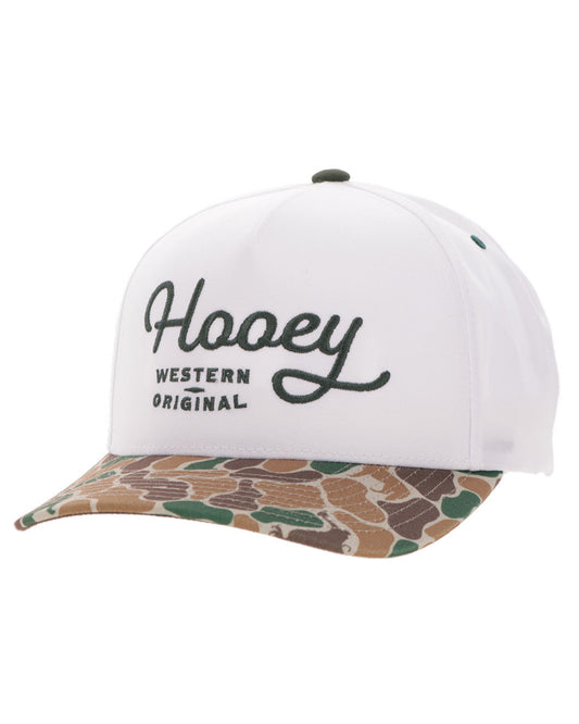 Og White / Camo 5-Panel Trucker With Green Stitching - 2560T-Whca